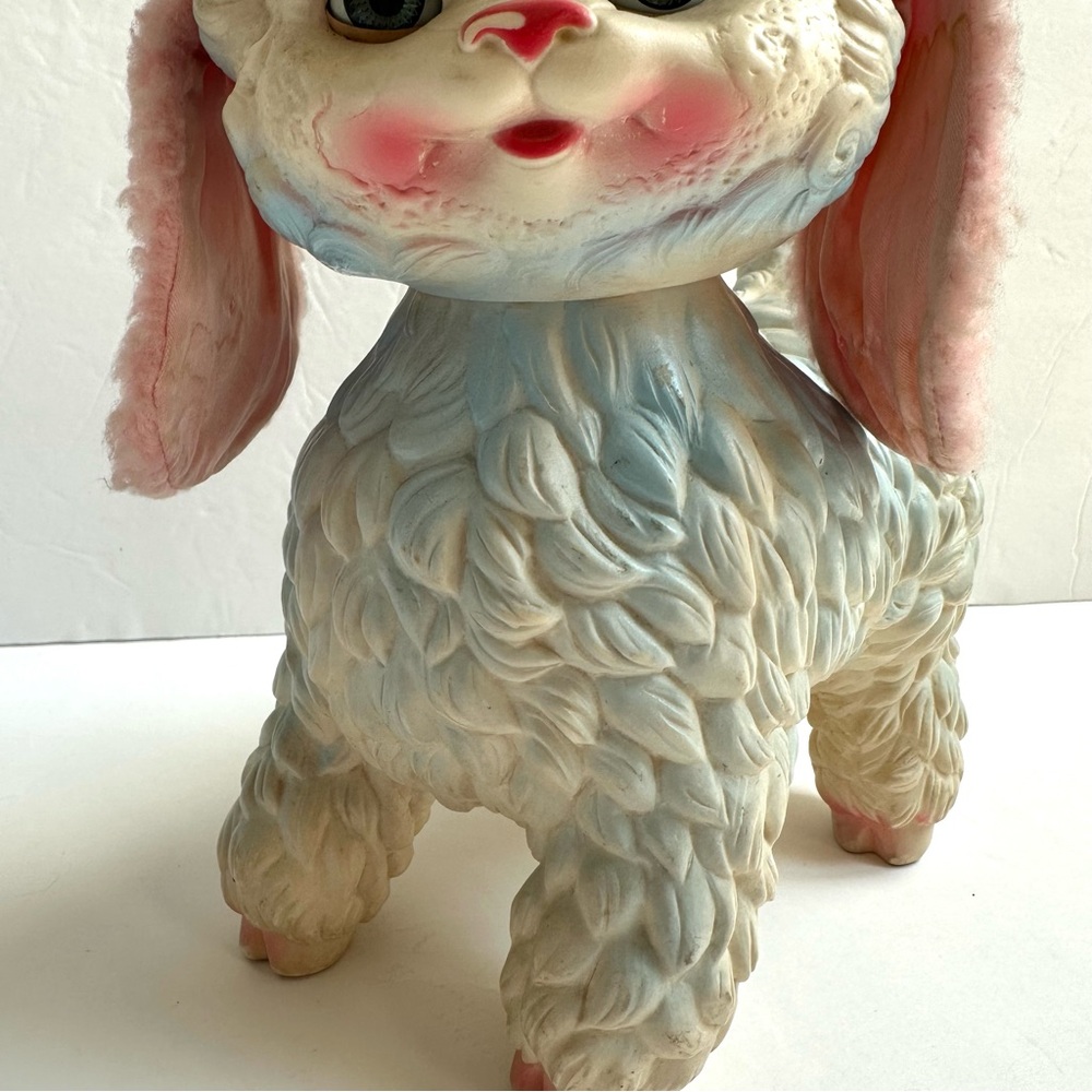Vintage 1956 Edward Mobley Rubber Plastic Lamb Sleepy Eyes Soft Ears - Picture 3 of 13